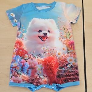 Colorful Baby Romper with Dog Print